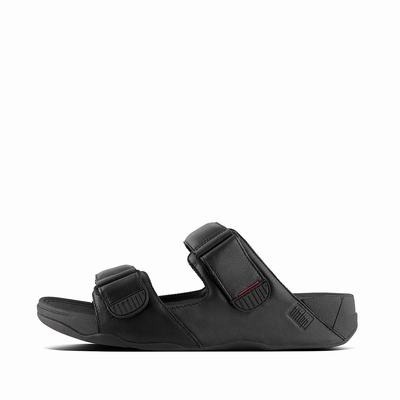 Fitflop Men's GOGH Leather Slides Sandals - Black, XT0379256
